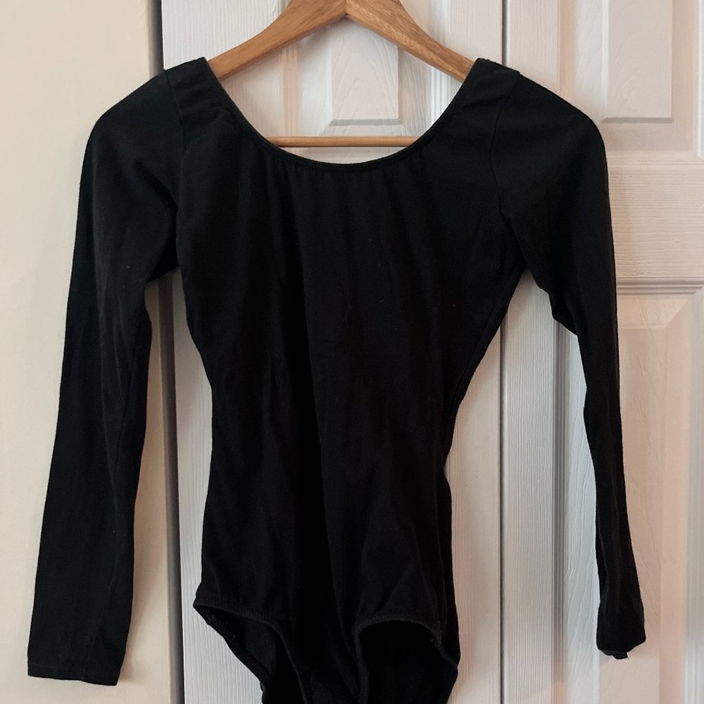 Capezio Long Sleeve Black Scoop Back Leotard (youth L)